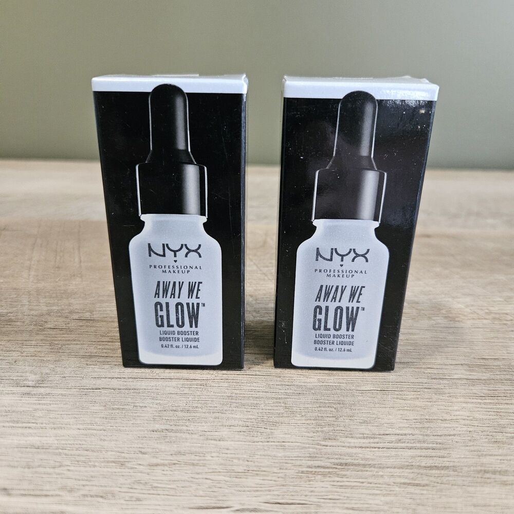 2pk NIB NYX Liquid Highlighter Away We Glow Liquid Booster Zoned Out Silver